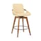 Armen Living Baylor 26" Cream Faux Leather and Walnut Wood Swivel Bar Stool LCBABAWACR26 - alternate 1